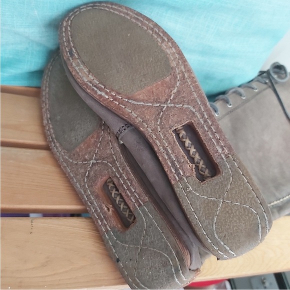 Rare Frye tall boots size 7 tan Alex lace taupe leather Moccasins lace up - Picture 13 of 16